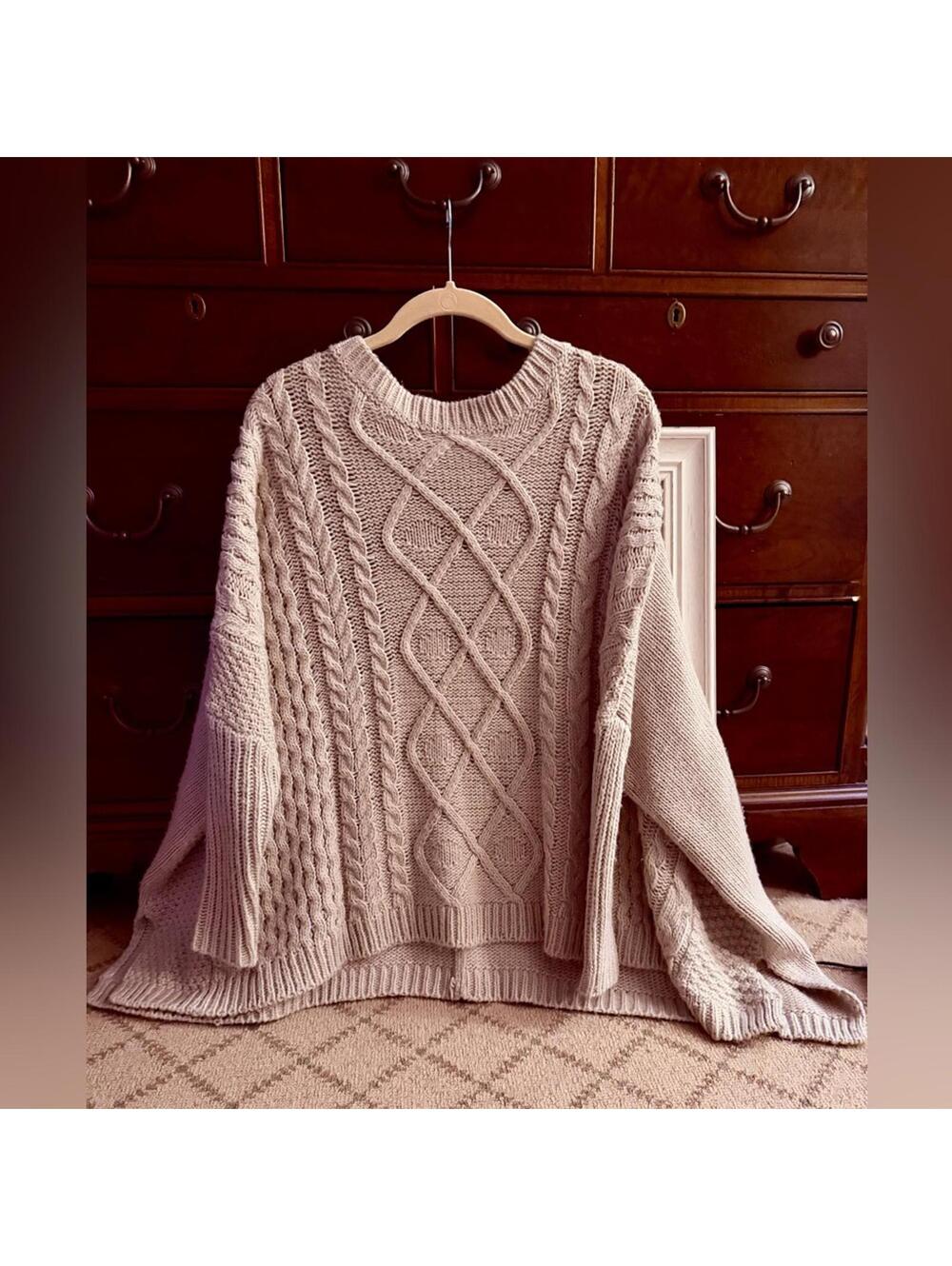 Cotton On oatmeal gray handknit textured sweater XS